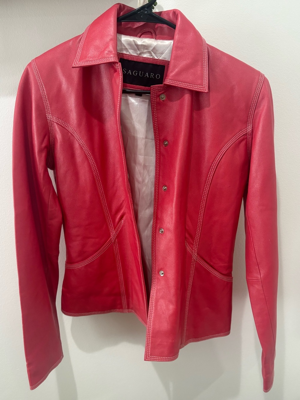 Rare Vintage 90s Saguaro Pink Shimmery Leather Jacket